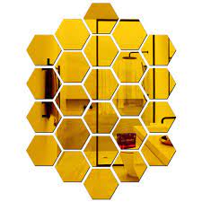 Gold Acrylic Hexagon Mirror Set – Modern Wall Decor