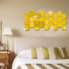 Gold Acrylic Hexagon Mirror Set – Modern Wall Decor