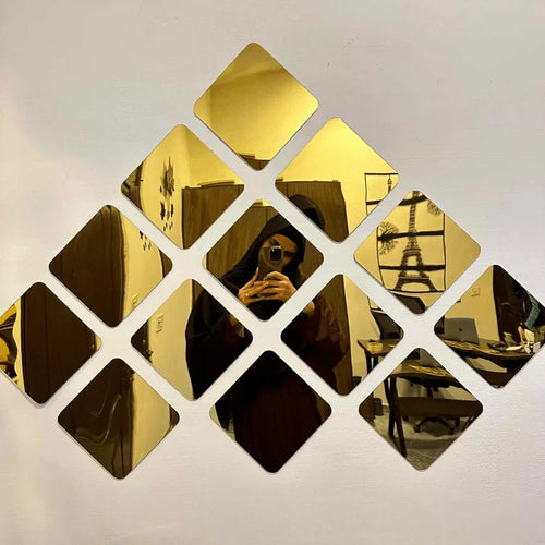 3D Crystal Acrylic Wall Mirror Decor – Rounded / Square Corners