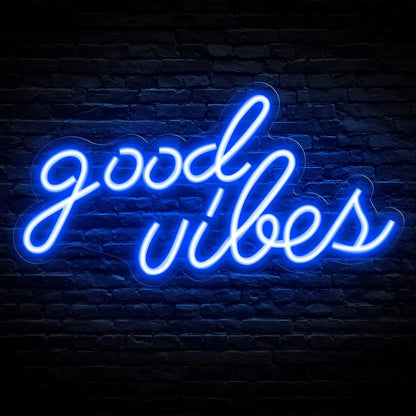 Pink Good Vibes Neon Light for Bedroom Wall Decor