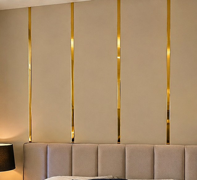 Golden Mirror Acrylic Strip Self Adhesive Wall Border Trim
