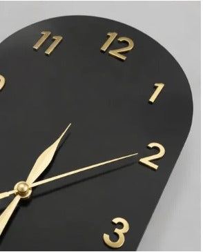 Premium Modern Minimalist MDF Black Wall Clock with Acrylic Gold Numbers