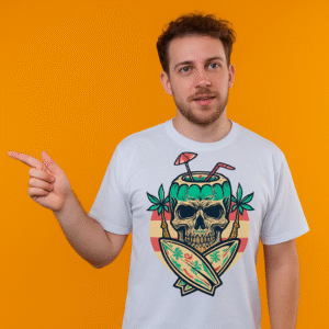 Printed Tropiskull Designed T-Shirt For Men