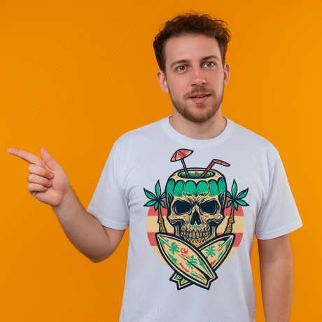 Printed Tropiskull Designed T-Shirt For Men